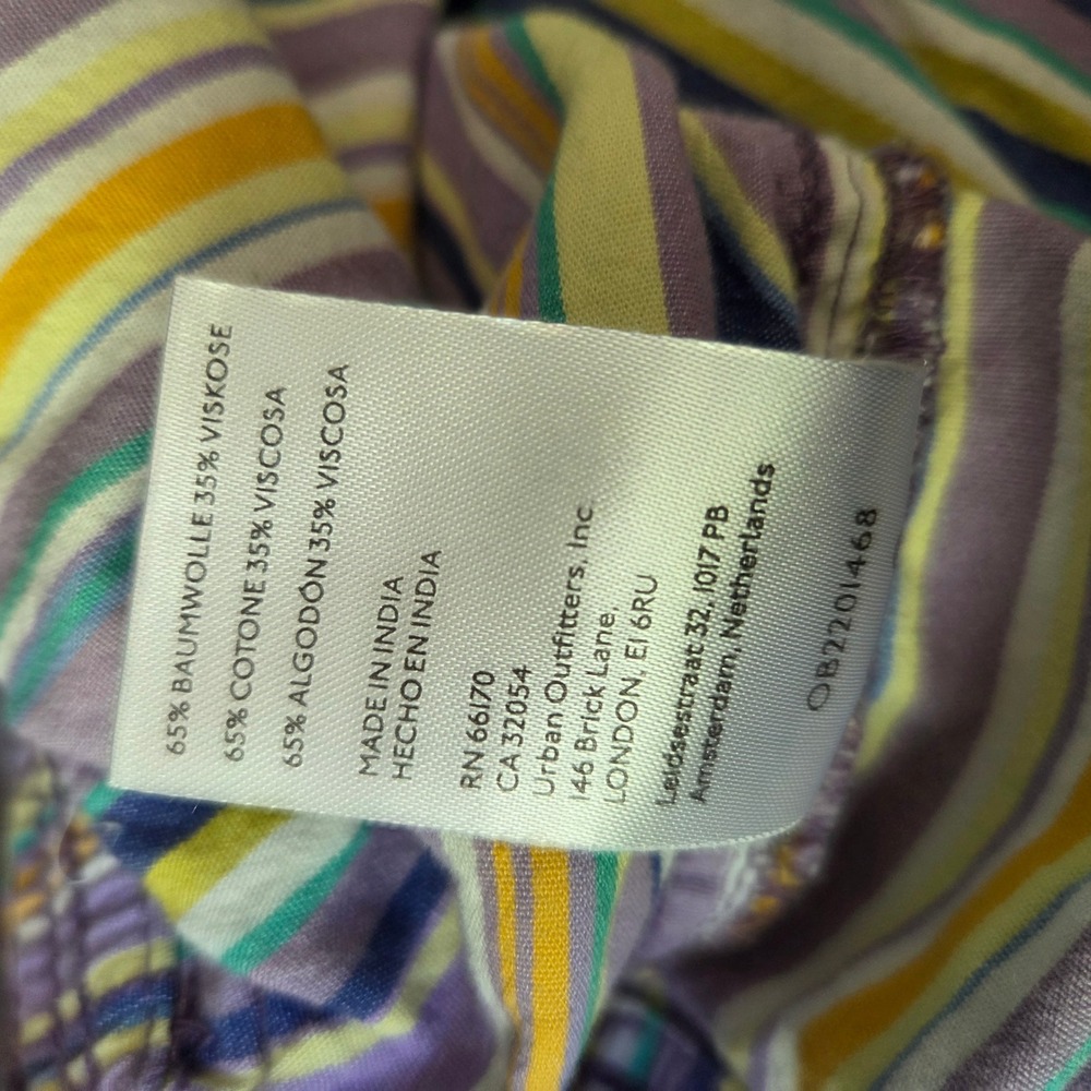 Free People Striped Saylor Poplin Pull On Shorts Purple Yellow Blue‎ Medium - Picture 6 of 6